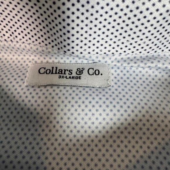 NWT Collars & Co Quattro Flex Men Polka Dot Dress Shirt 3XL Firm Collar - Picture 3 of 11